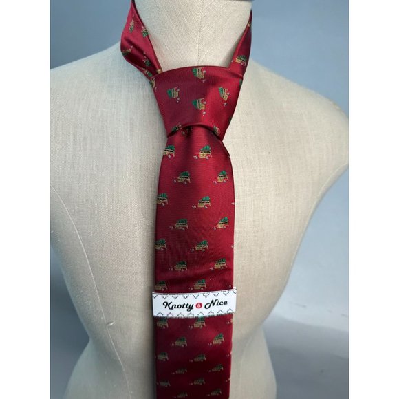 Knotty and Nice Woody Van Christmas Tie OS Red Christmas Polyester - Picture 3 of 16